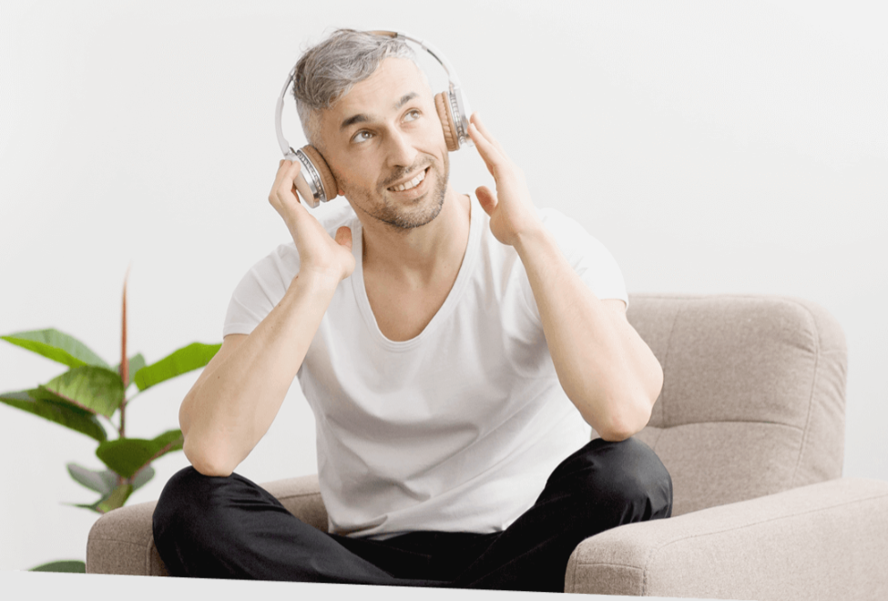 Person enjoying headphones